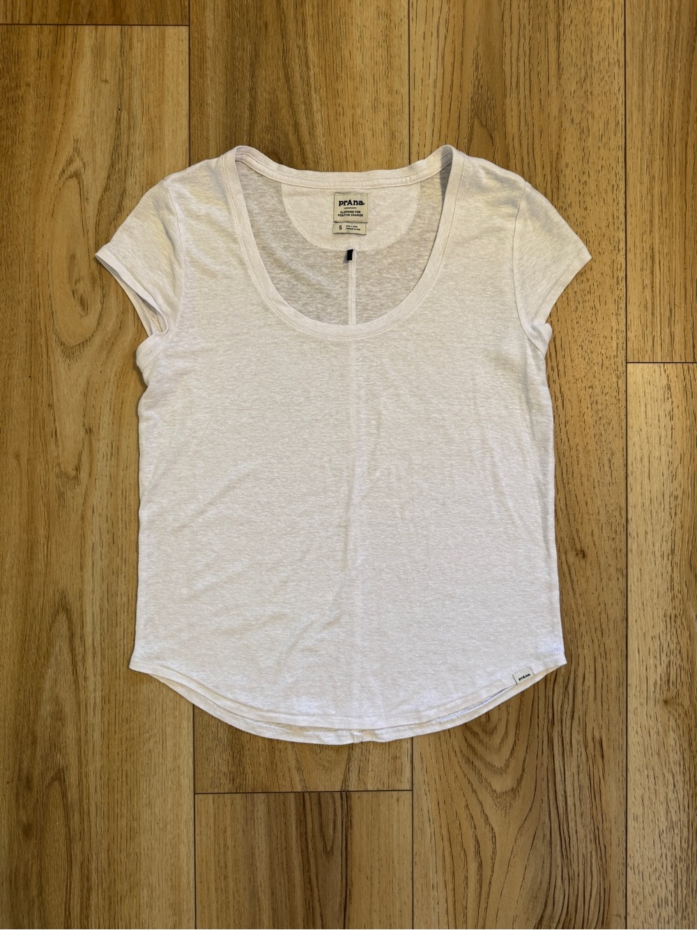 Prana White Scoop Neck Tee Small Organic Cotton Casual Basic Top
